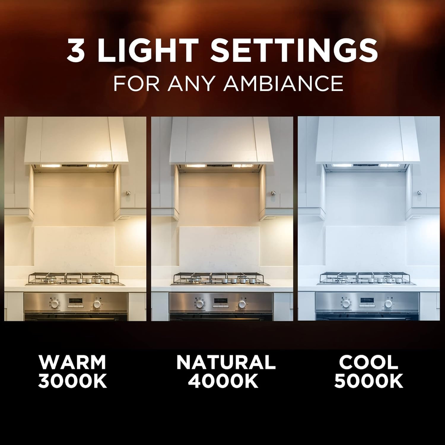 Ciata 18 in. LED Under Cabinet Lighting, Kitchen Cabinet Lighting, Hardwire/Plugin (Plugin Wire Sold Separately), Dimmable Under Counter Lights, 3 Color Settings, Linkable Under-Counter Light Fixture