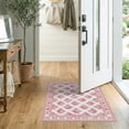 thumbnail image 2 of ODIKA 2'x3' Washable Accent Rug Pet Friendly, Bedside Mat Scattered Rosebuds Delicate Ribbon Border Shack Dainty Pink Refined for Bedroom, Nursery, RV, 2 of 7