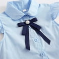 thumbnail image 5 of Eltusu Girls Dresses, Short Sleeve Fashion Bow Lapel Collar School Uniform Dress Blue Size 9-10 T, 5 of 8