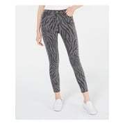 TINSELTOWN Womens Gray Zebra Print Skinny Pants Juniors 7