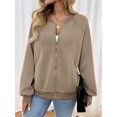thumbnail image 4 of Women Fall Fashion Oversized Zip Up Sweatshirt Jackets Casual Long Sleeve Bombers Outerwear Winter Outfits Khaki S, 4 of 9