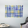 thumbnail image 1 of Yellow and Blue Tapestry, Retro Scottish Checkered Tartan with Color Stripes Lines Pattern, Wall Hanging for Bedroom Living Room Dorm Decor, 60W X 40L Inches, Light and Violet Blue, by Ambesonne, 1 of 2