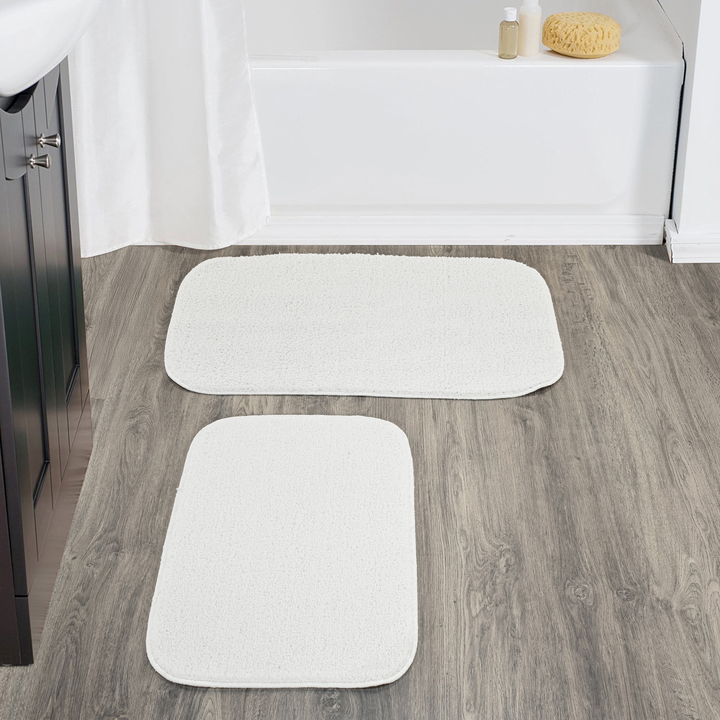 Garland Rug Sedona Washable Bath Rug Set, 2 Piece (21"x34" & 17"x24") White