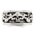 thumbnail image 4 of Sterling Silver Polished Spinning Center Antiqued Skull Ring, 4 of 5