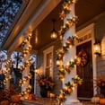 thumbnail image 6 of Halloween Pumpkin Leaf Garland, Artificial Fall Harvest Vine Decoration, Mixed Color Floral Garland, Flexible Hanging Greenery For Fireplace Door Wall Window Table Party Holiday Decor, 6 of 6