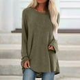 thumbnail image 2 of HJYCHN Womens Long Sleeve Tops Solid Color Casual Crew Neck Raglan Dandelion Printing Long Sleeve Tshirts Blouse Top Womens T-Shirts Khaki S, 2 of 5