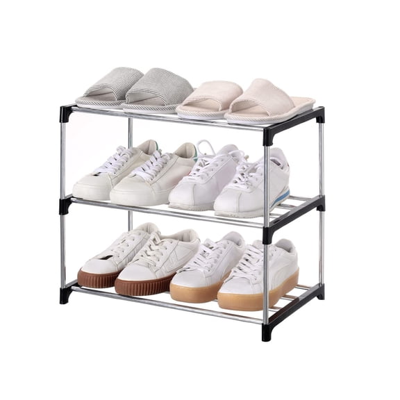 Stackable Small Shoe Rack, Entryway, Hallway and Closet (3-Tier, Green) | [Space Saving Storage and Organization]