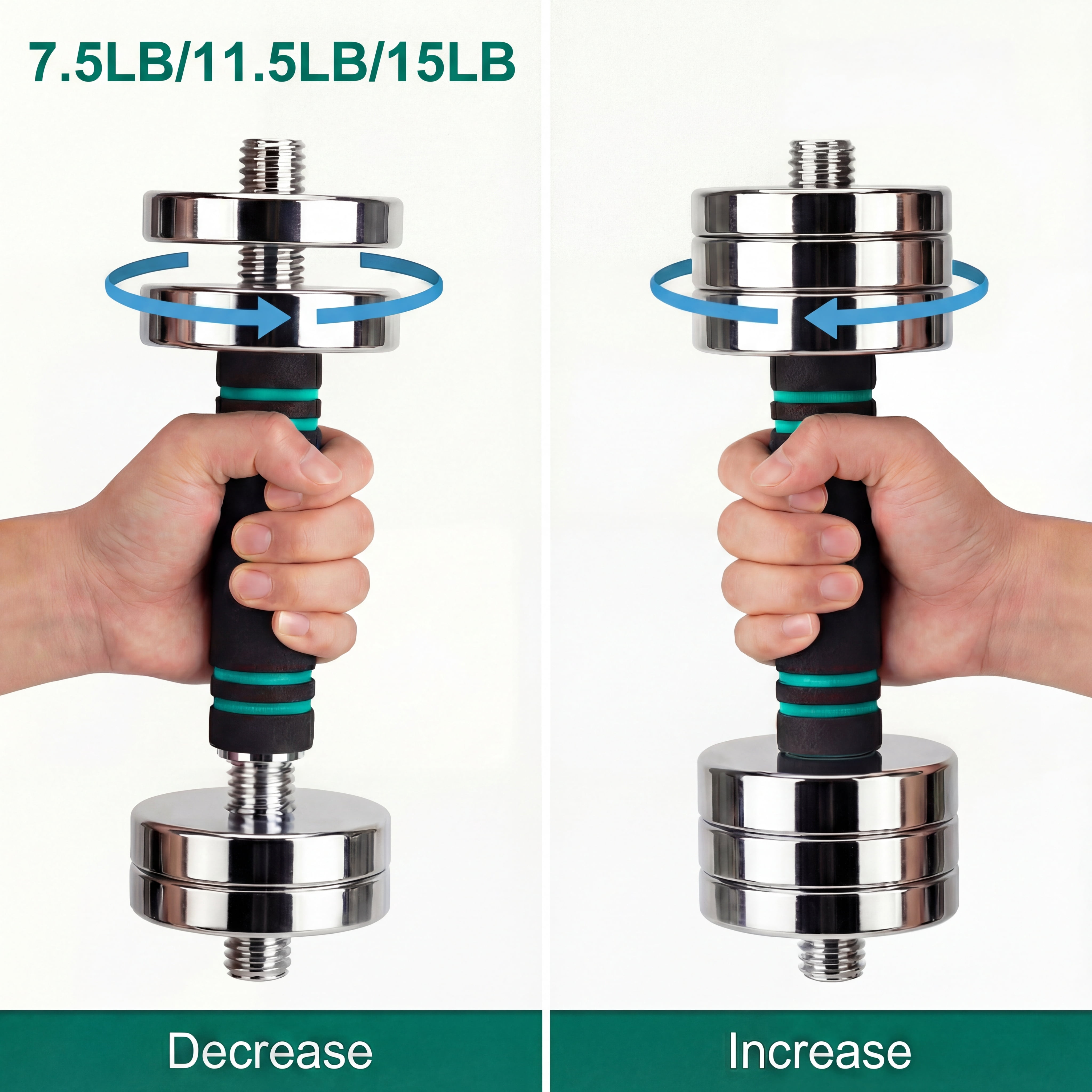 LIFERUN Steel Adjustable Dumbbell Set of 2, 5/10/15lb Free Weights Dumbbells Set, Non-Slip and Comfortable Foam Handle, for Home Gym Office Exercise
