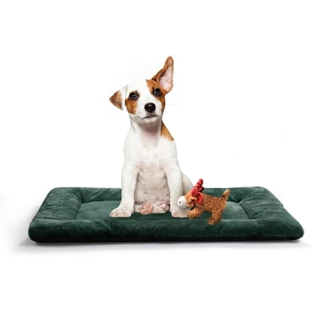 Dog Beds Crate Pad for Medium Dogs Fit Metal Ultra Soft Washable & Anti-Slip Kennel Pad for Dogs Cozy Sleeping Mat Green 30inch
