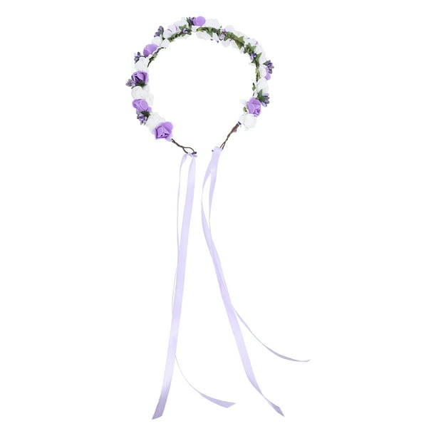 FELTECHELECTR Corona de flores para novia, diadema, corona para niña, tocado para viaje, vacaciones, corona de flores