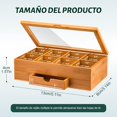 thumbnail image 2 of Caja Organizadora para Té de Bambú con 8 Compartimentos y Cajón, Cierre Magnético y Ventana Acrílica, para Organizar Bolsitas de Té, Hierbas y Joyas, 2 of 4