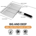 thumbnail image 2 of Grill Basket,Grill Baskets for Outdoor Grill,Foldable Wooden Handle,Barbecue BBQ Accessories,Grilling Accessories for Vegetable Fish,Outdoor Cooking Camping,Birthday Gifts for Men Dad Husband, 2 of 8