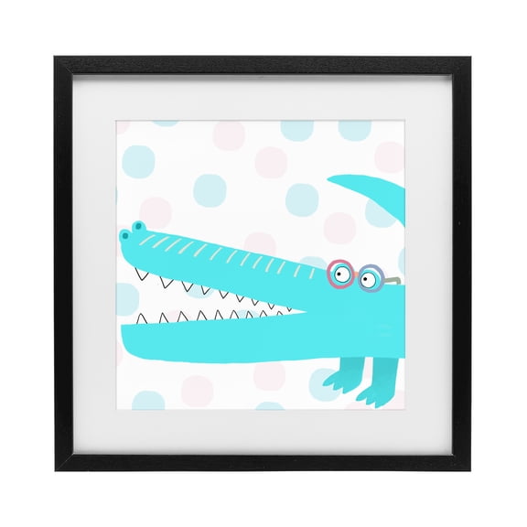 Stupell Industries Contemporary Electric Blue Crocodile Black Framed Print Under Glass, 13 x 13, by Carla Daly