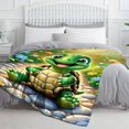 thumbnail image 7 of Cute Green Turtle Soft Warm Blanket Flannel Throw for Sofa Bed Travel Camping Livingroom Office Couch Chair Bed Digital Printing Blanket with Soft Warm Flannel Fabric Gifts Family Friends, 7 of 7