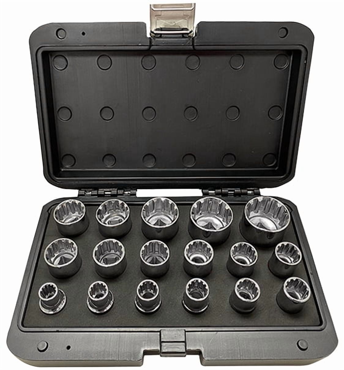 Platinum Tech 99817 17pc 1/2" Dr Metric Spline Socket Set PLT-99817