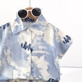 thumbnail image 4 of OYXSER Toddler Boy Outfit Casual Outfit Short Sleeve T-Shirt Tops Shorts Set Cool Short Sets, Light Blue 5-6Y, 4 of 6