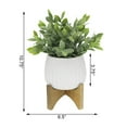 thumbnail image 2 of Artificial Plant Tea Leaf in 5 in Ridge Ceramic Pot on Wood Stand,Matte White, 2 of 3