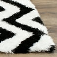thumbnail image 5 of SAFAVIEH Barcelona Carmella Chevron Stripes Shag Area Rug, Ivory/Black, 5' x 5' Square, 5 of 6