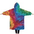thumbnail image 2 of Oversized Wearable Blanket Hoodie,Colorful Tie Dye Pattern Sherpa Blanket Hoodie with Super Pockets,Super Warm Fuzzy Pullover for Women & Men, 2 of 6