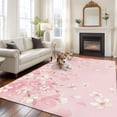 thumbnail image 2 of Pink Cherry Blossom Area Rugs 5'x7', Washable Small Throw Rugs for Laundry Room Playroom, Spring Modern Farmhouse Floral Indoor Outdoor Rug Non-Slip Low Pile Carpet Runner Reversible Floor Mats, 2 of 8