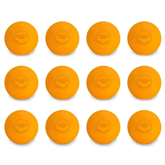 FORZA World Match Lacrosse Balls - Regulation Size – Durable & Grease Resistant with Solid Rubber Composition - Orange [Pack of 12]