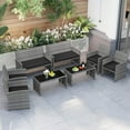 thumbnail image 2 of Gymax 8 Piece Patio Furniture Set Outdoor Wicker Conversation Set w/ Tempered Glass Coffee Table Black, 2 of 10