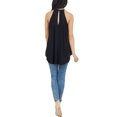 thumbnail image 5 of Women Crochet Cutout Keyhole Back Ruched Sleeveless Halter Neck Plain Tank Top, 5 of 5