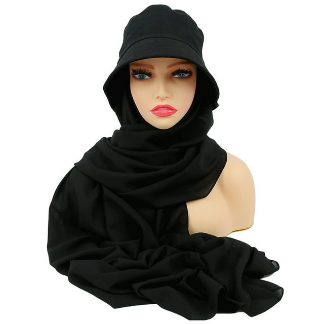 Sun Hat Multifunctional Durable Breathable All Match Soft Daily Wear 2 in 1 Chiffon Bucket Hat Scarf Set for Outdoor