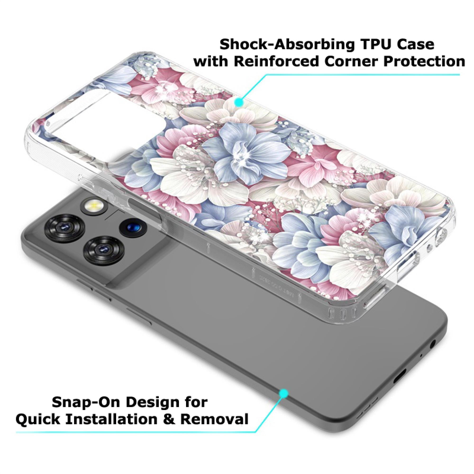 Floral Gem Diamond Case for Motorola Moto G 5G 2025 – Slim Hybrid Protective Cover with Raised Edges & Shock-Absorbing Corners, Stylish Flower Design
