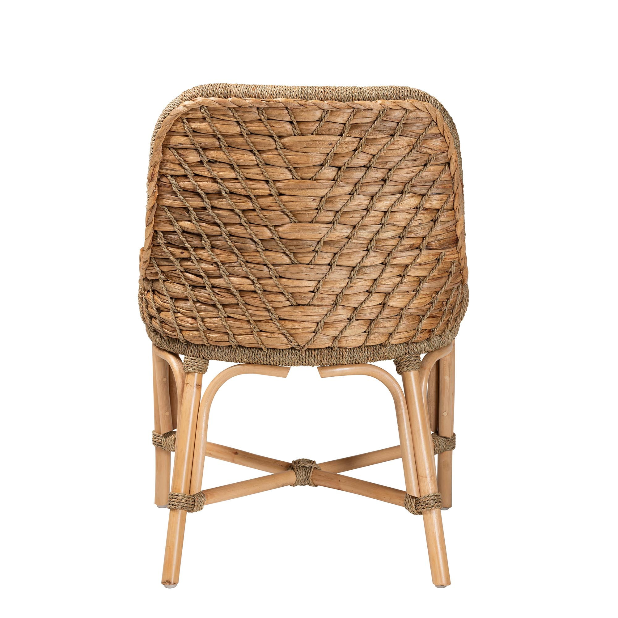 bali & pari Kyle Rattan and Seagrass BOHO Dining Chair, Natural Brown