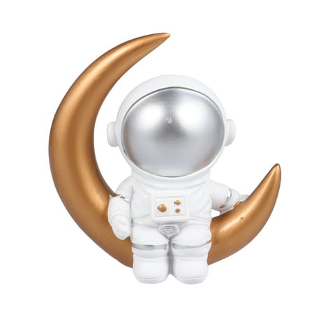 

NUOLUX Resin Moon Astronaut Cartoon Astronaut Decor Dessert Cake Decor Adorable Car Adornment (Golden)