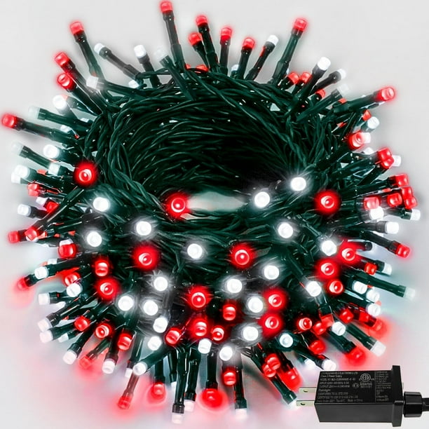 Cadena de luces navideñas mejorada de 82 pies, 200 LED para exterior/interior, temporizador y función de memoria y 8 modos, cable verde extensible, cadena de luces impermeable para árbol de Navidad, f