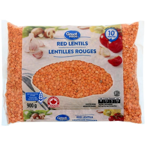 Lentilles rouges Great Value 900 g