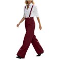 thumbnail image 4 of Zynoxe Womens Plus Size Wide Leg Pants Trendy Straight Pleated Detachable Suspender High Waistband Suit Trousers with Pockets Red 5XL, 4 of 8