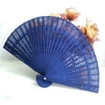 thumbnail image 3 of 1Pcs Wedding Fans Personalized Folding Hand Fans Custom Sandalwood Wedding Fans with Organza Bags Wedding Party Favor Wedding Fans for Guests (Blue), 3 of 3