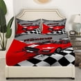 thumbnail image 4 of Erosebridal Race Car Bedding Set Race Sports Car Fitted Sheet Extreme Sports Bed Sheets 2Pcs, Car Sports Racing Plaid Sheets Red, 1 Fitted Sheet with 1 Pillowcase Twin Size, 4 of 4