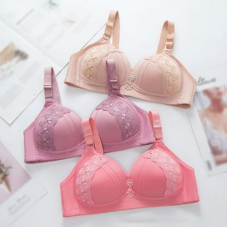

Monfince Women Bra Plus Size Push Up Bras Thin Breathable Wireless Underwear Embroidered Lingerie for Women