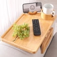 thumbnail image 7 of Danfoxer Bamboo Couch Arm Tray with Cup Holder and Cell Phone Holder，3 in 1  Folding Sofa Tray for Drinks,Snacks,Phone,Remote Control, 7 of 7