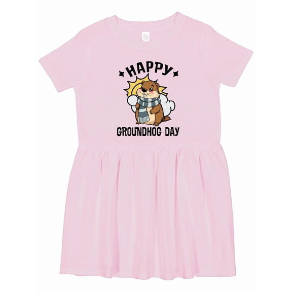 Inktastic 2026 Happy Groundhog Day Girls Toddler Dress