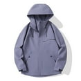 thumbnail image 4 of jtjvou Athletic Jacket Women Raincoat Lightweight Fall Packable Rain Coat Windbreaker Trendy Outdoor Jackets with Pockets Solid Color Rain Jackets Waterproof with Hood Purple XXL, 4 of 5