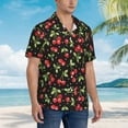 thumbnail image 2 of Lsque Sweet Red Cherry pattern Hawaiian Shirt for Men, Unisex Summer Beach Casual Short Sleeve Button Down Shirts-Small, 2 of 9