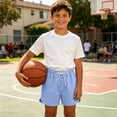 thumbnail image 6 of BLTIBY Girls Boys Athletic Shorts Casual Elastic Waist Drawstring Kids Summer Loose Versatile Workout Running Shorts with Pockets Blue 0-1Years, 6 of 8