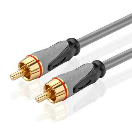 Premium Subwoofer S/PDIF Audio Digital Coaxial RCA Composite Video Cable (6 Feet) - Gold Plated Dual Shielded RCA to RCA Male Connectors AV Wire Cord Plug - (Best Shielded Guitar Cable)