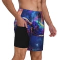 thumbnail image 2 of Naloa Starry Sky Turtle Print Men Swim Trunks with Compression Liner ,Board Shorts,Men's Swim Shorts with Drawstring and Elastic Waistband-Medium, 2 of 6