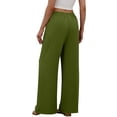 thumbnail image 4 of Linen Pants for Women High Waisted Drawstring Wide Leg Pants Summer Flowy Cotton Linen Pant Boho Beach Vacation Clothes 2026 Army Green L, 4 of 6