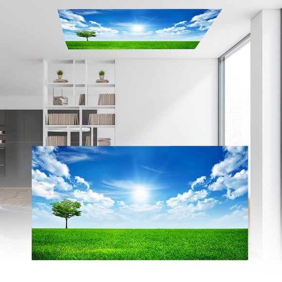 YAOMOBB Relaxing Indoor Environment Lampshade Refreshing Nature Print Ceiling Lights Magnetic Fluorescent Light Home Office Lamp Cover