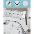 thumbnail image 4 of Quilts Full Size Bedding Set, Blue Floral Spring Lightweight Quilted Comforter, Farmhouse Poppy Botanical Soft Reversible Bedspread Coverlet with Pillow Covers for All Season, 78" x 90", 4 of 7