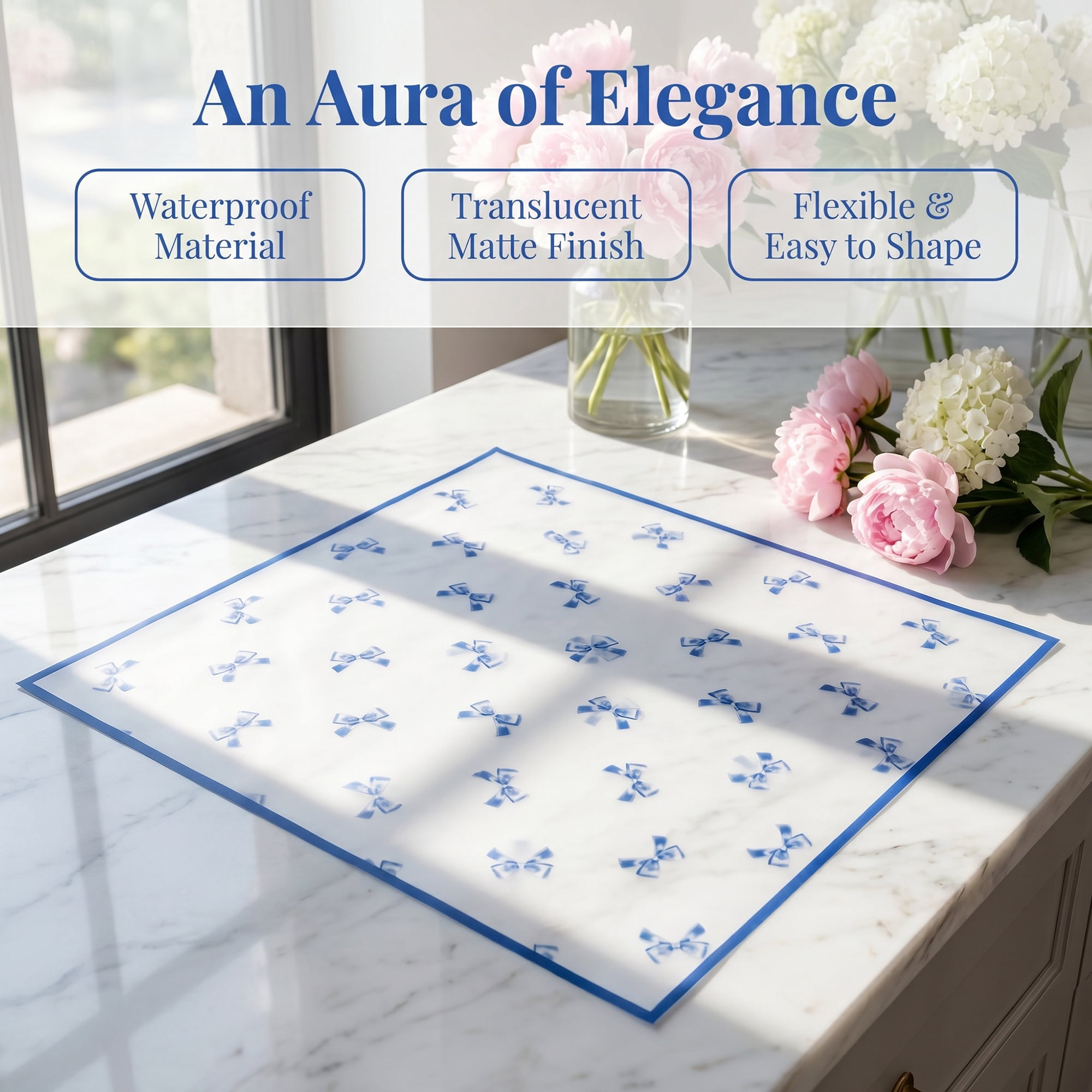 Unique Bargains Waterproof Luxury Matte Gift Wrapping Paper for Bouquets Blue 21.3"x 21.3"