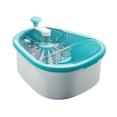 thumbnail image 2 of Cesta de drenaje Utensilios de cocina sin manos mojadas Colador manual de frutas con cepillo azul, 2 of 9