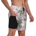 thumbnail image 4 of Qekee Lilies Flowers print Mens Swim Quick Dry Stretch Swim Shorts Lining Bathing Suits Swimwear Beach Shorts with Pockets, 4 of 9